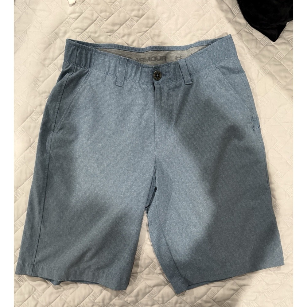 Under Armour Men's 30 in Blue Golf Shorts Flat Front Pockets Logo Lightweight